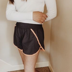 Grey Champion Shorts With Neon Orange Lining